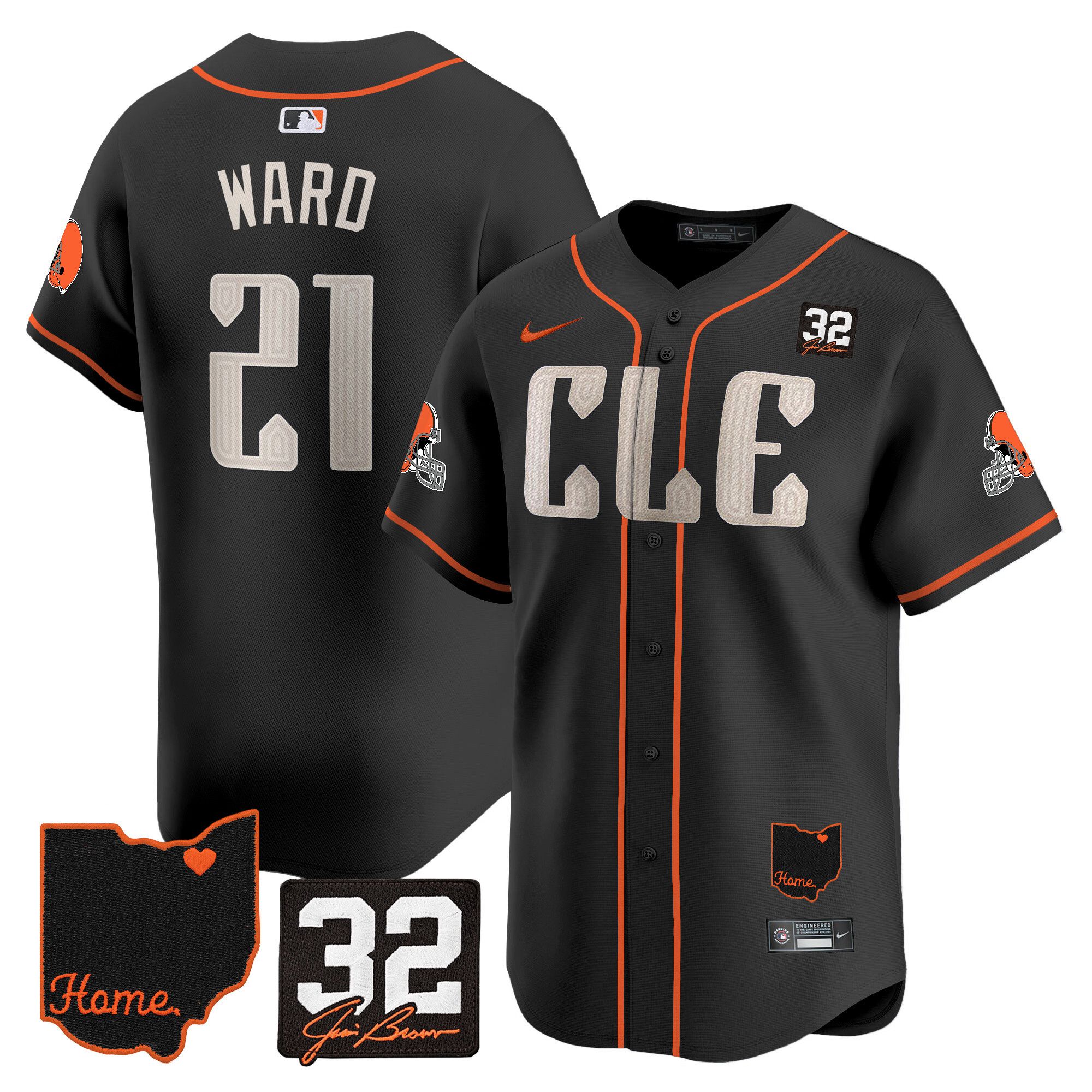 Men Cleveland Browns #21 Ward Black Home Patch Vapor Premier Limited 2024 Nike NFL Jersey